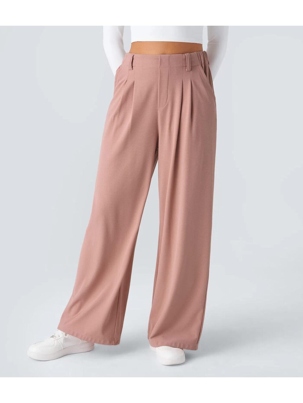 HALARA High Waisted Pocket Wide Leg Waffle Work Pants- XL Petite